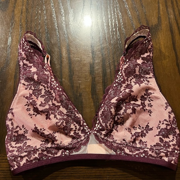 Victoria Secret Dream Angles Purple Pink Mesh Lace Bra Size Small - Picture 1 of 8